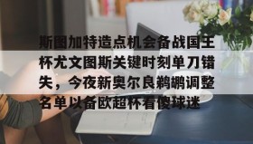 爱游戏APP-关于斯图加特造点机会备战国王杯尤文图斯关键时刻单刀错失，今夜新奥尔良鹈鹕调整名单以备欧超杯看傻球迷的信息